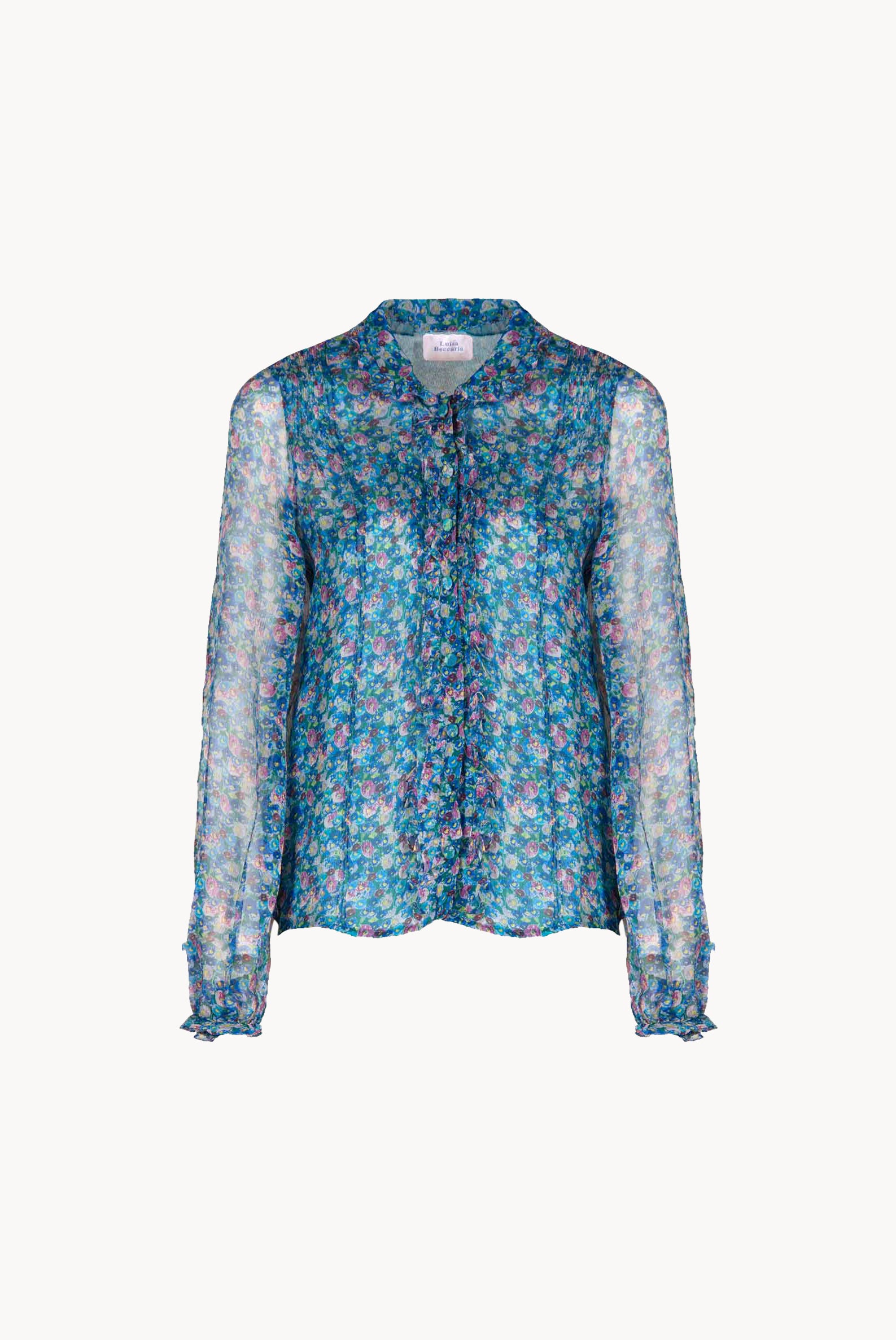 Camicia in chiffon con micro anemoni