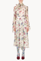 Chiffon Macro Anemones Dress With Sash