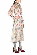 Chiffon Macro Anemones Dress With Sash