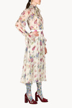 Chiffon Macro Anemones Dress With Sash
