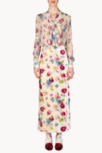 Velvet Printed Macro Anemones Skirt