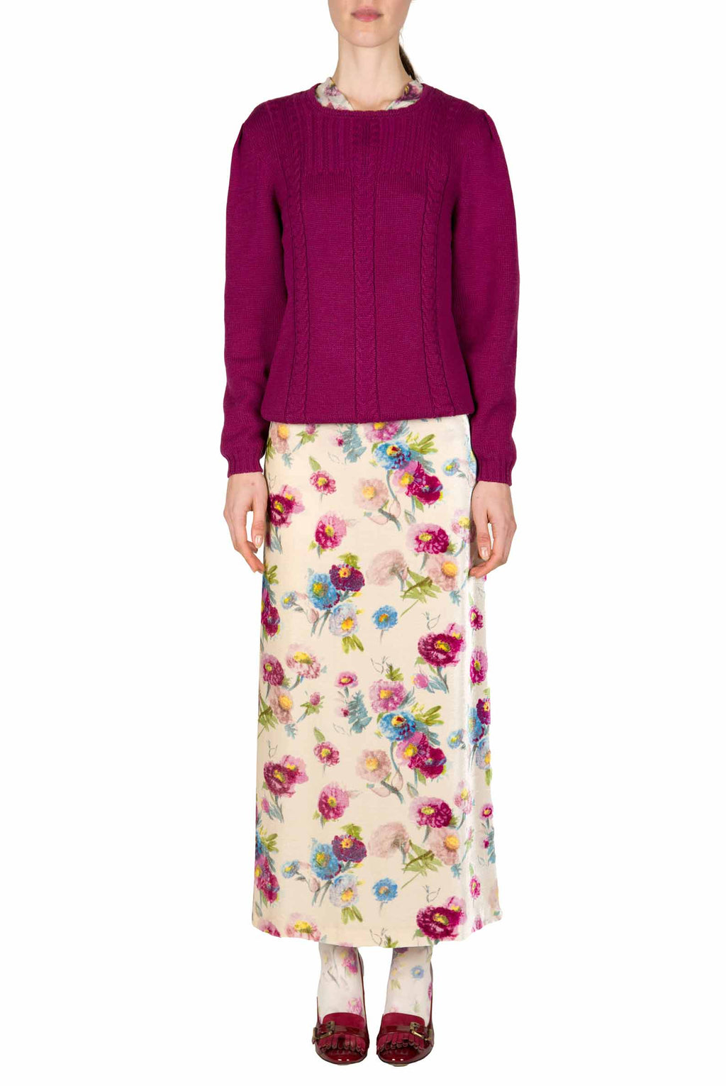 Maglione over in lana a trecce