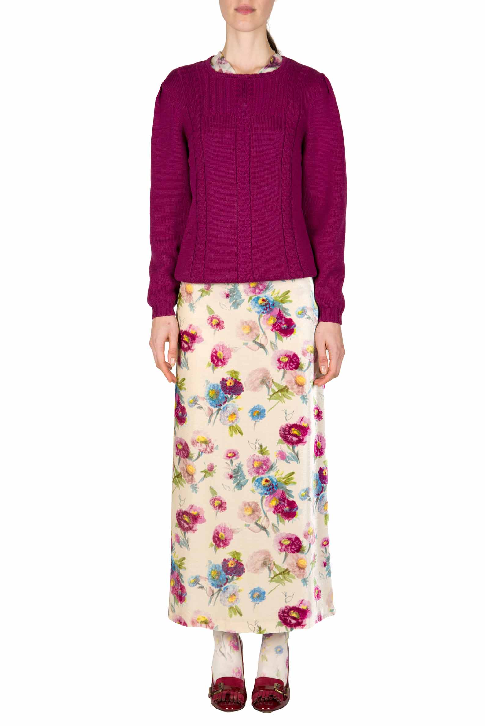 Maglione over in lana a trecce