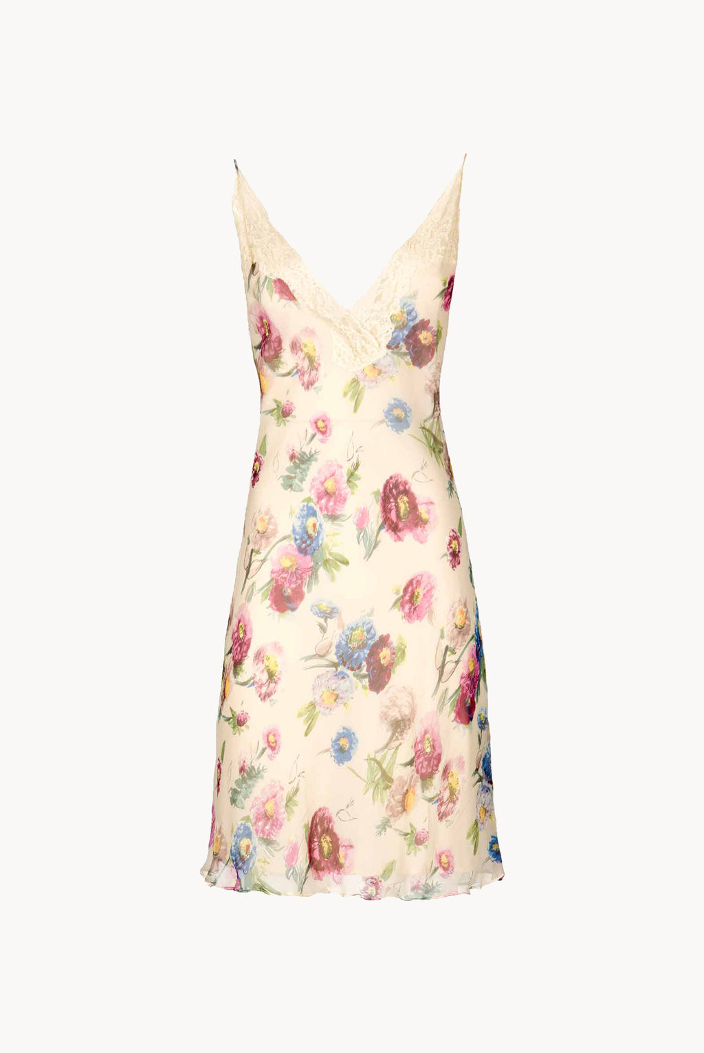 Slipdress con macro anemoni e pizzo