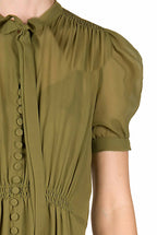 Abito Bottoncino in georgette verde