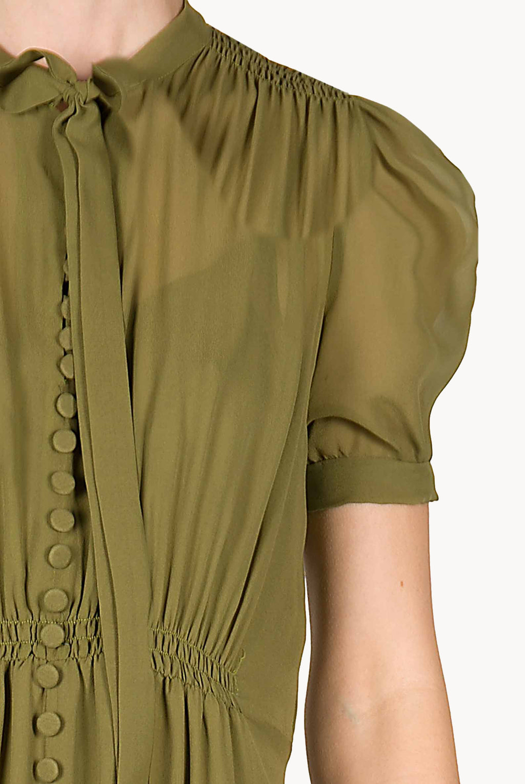Bottoncino Dress In Green Georgette
