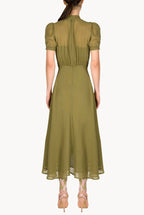 Bottoncino Dress In Green Georgette