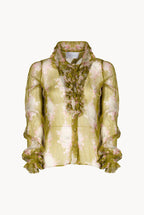 Chiffon Crepon Printed Circle Of Roses Shirt