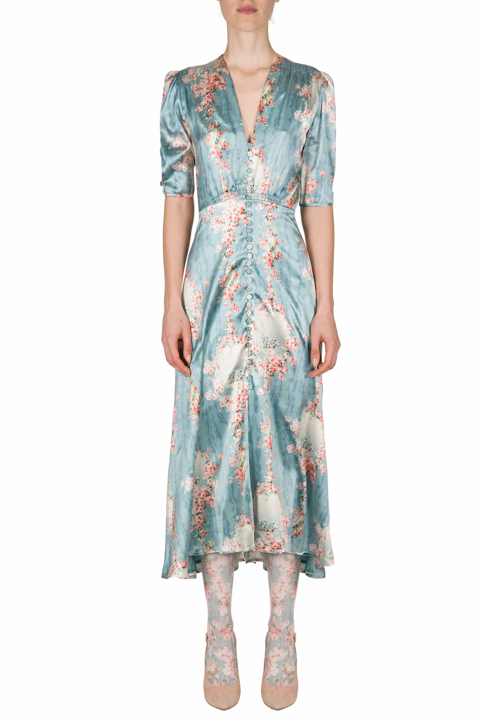 Vestito bottoncino in satin Circle Of Roses