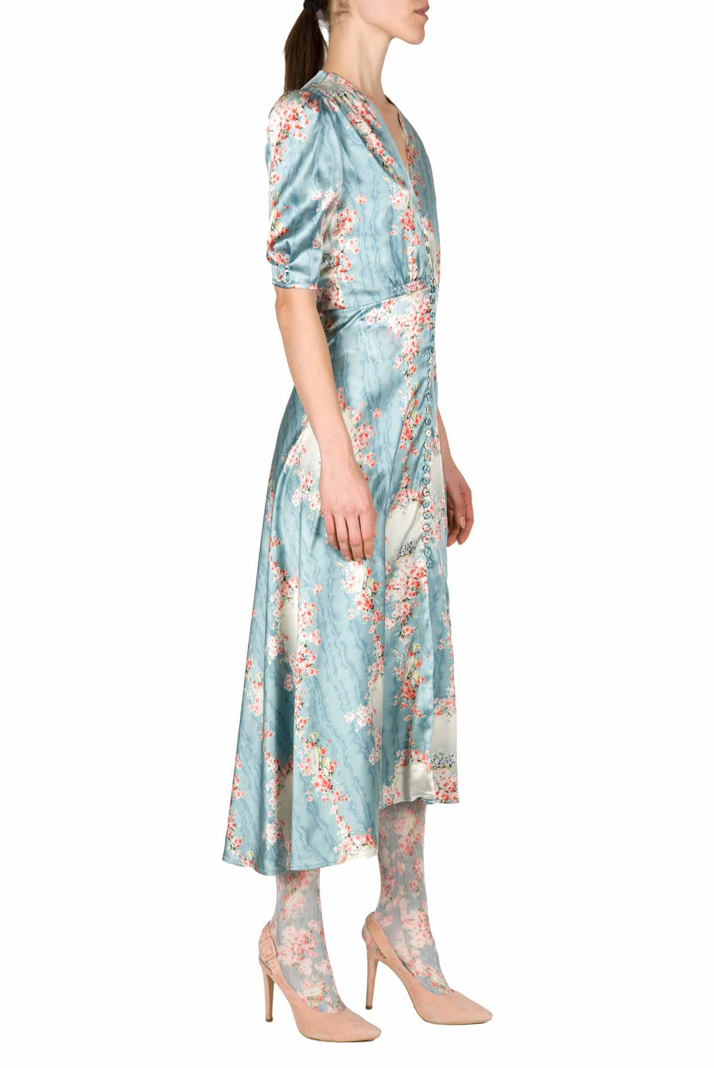 Vestito bottoncino in satin Circle Of Roses