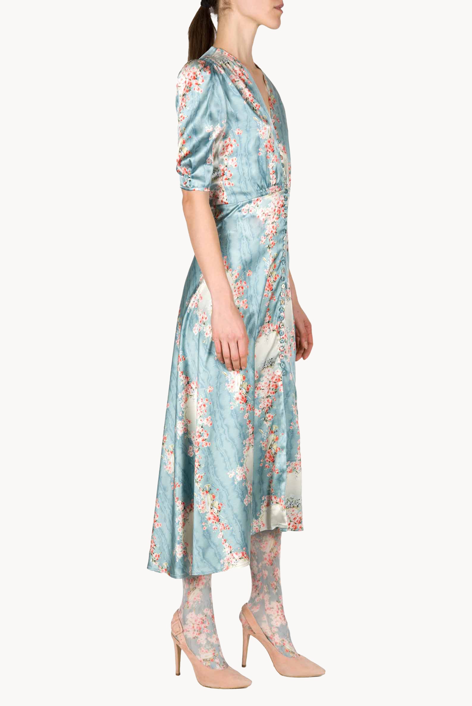 Vestito bottoncino in satin Circle Of Roses