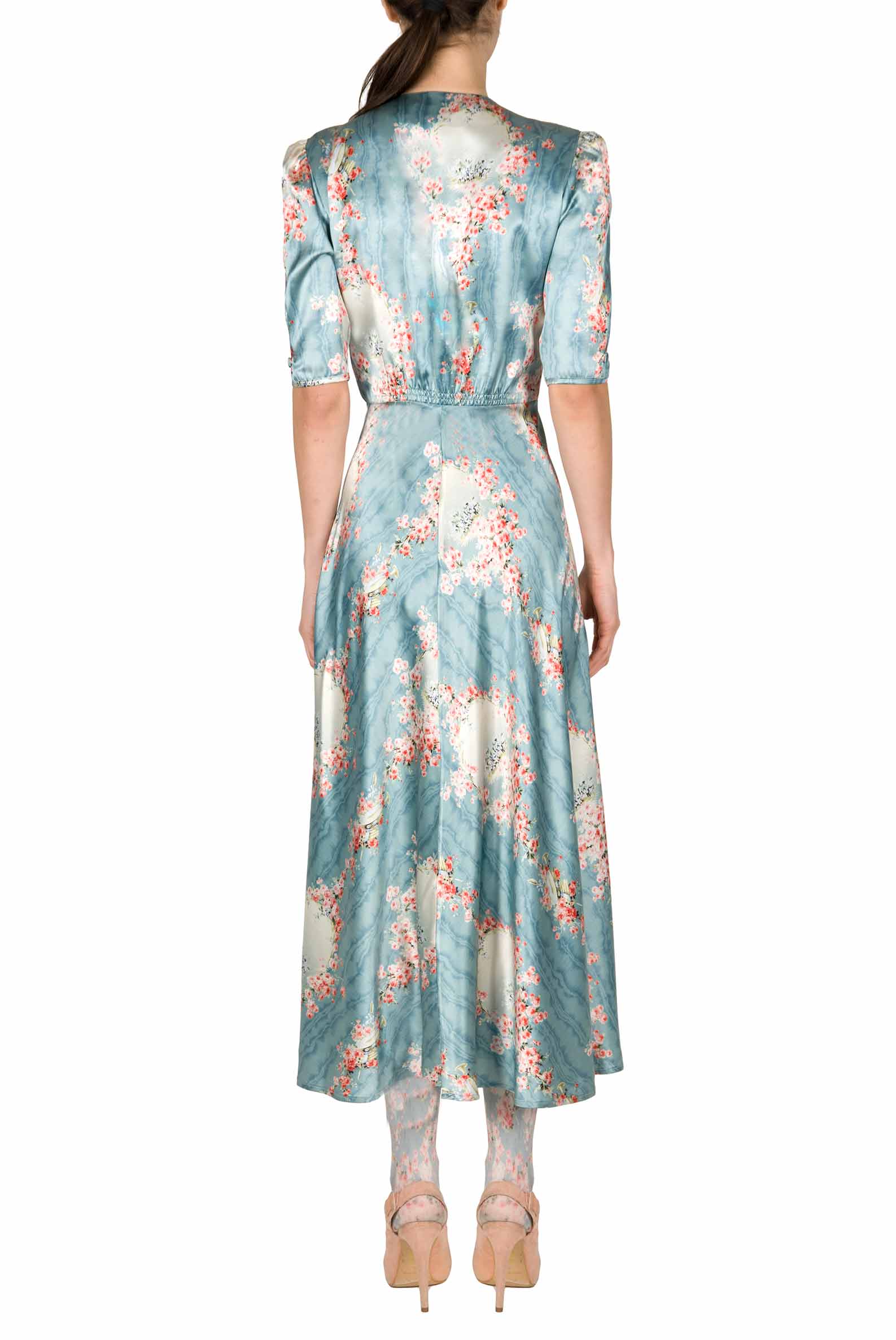 Vestito bottoncino in satin Circle Of Roses