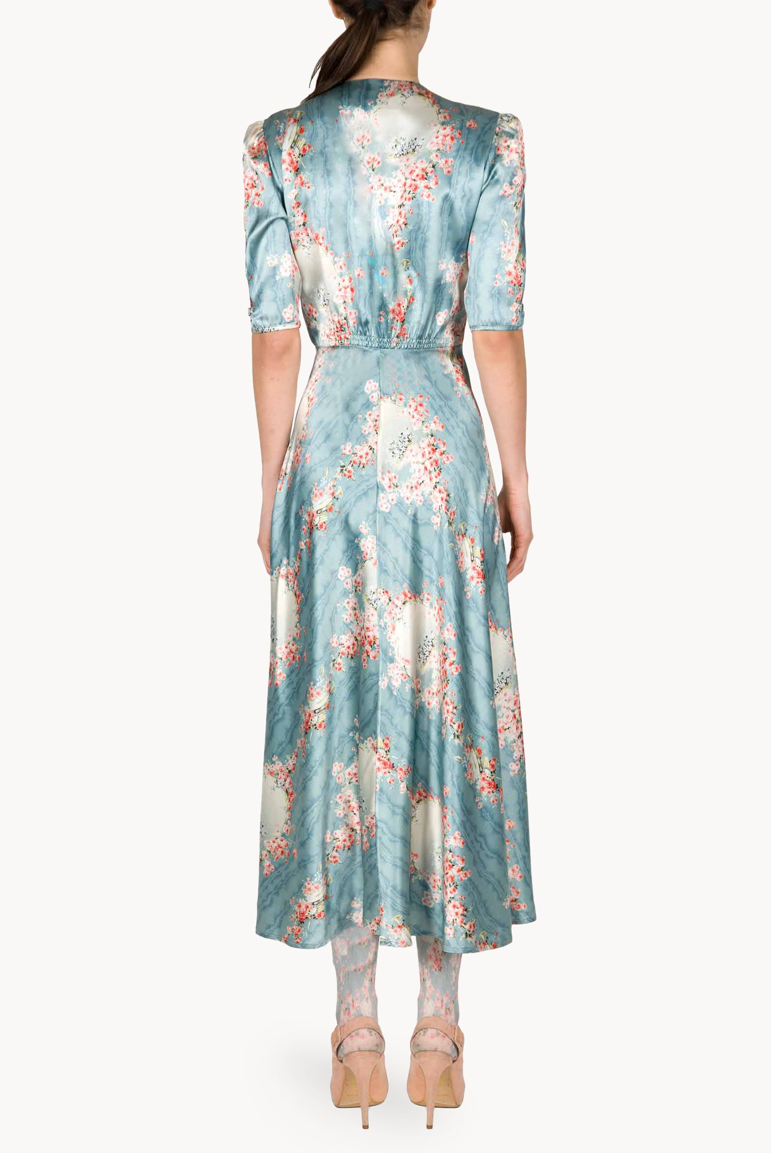 Vestito bottoncino in satin Circle Of Roses