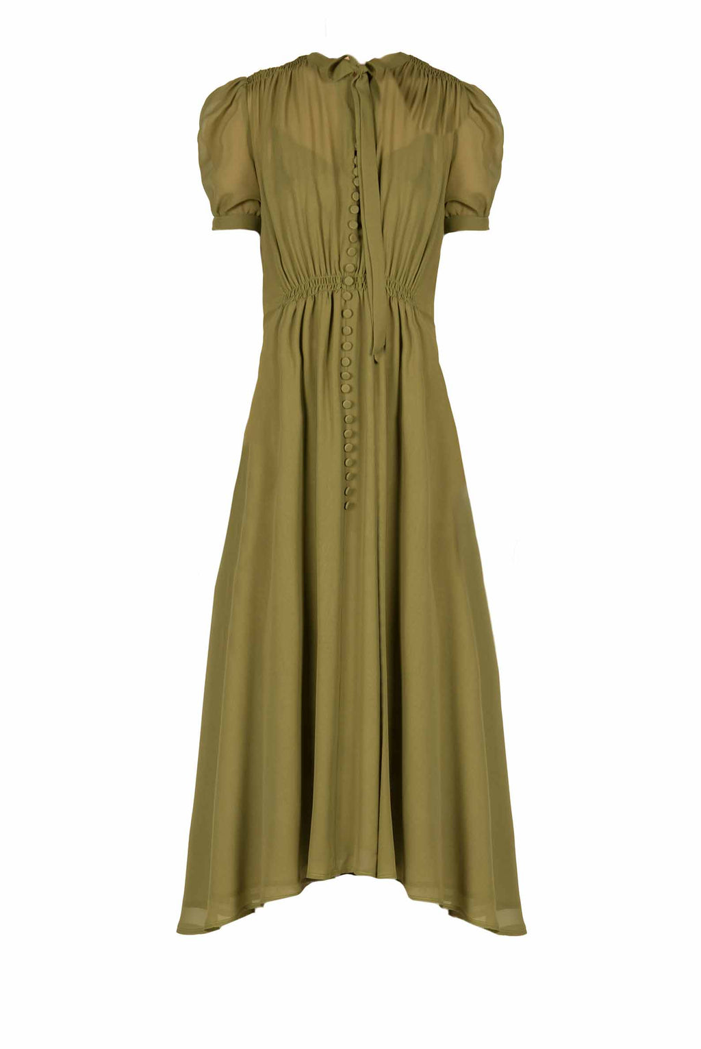 Abito Bottoncino in georgette verde