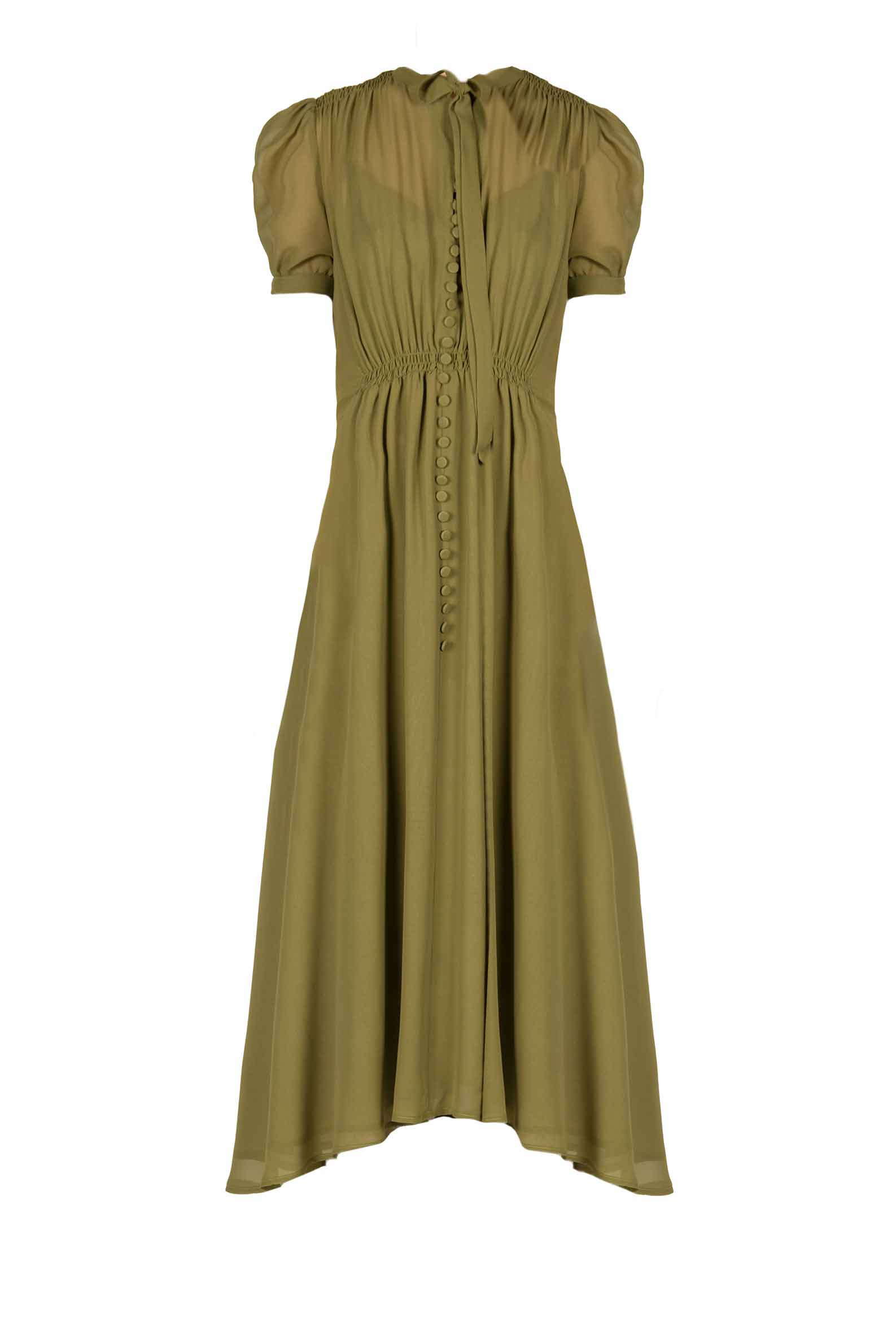 Abito Bottoncino in georgette verde