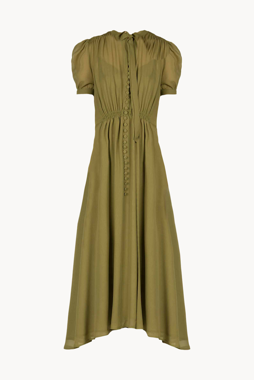 Bottoncino Dress In Green Georgette