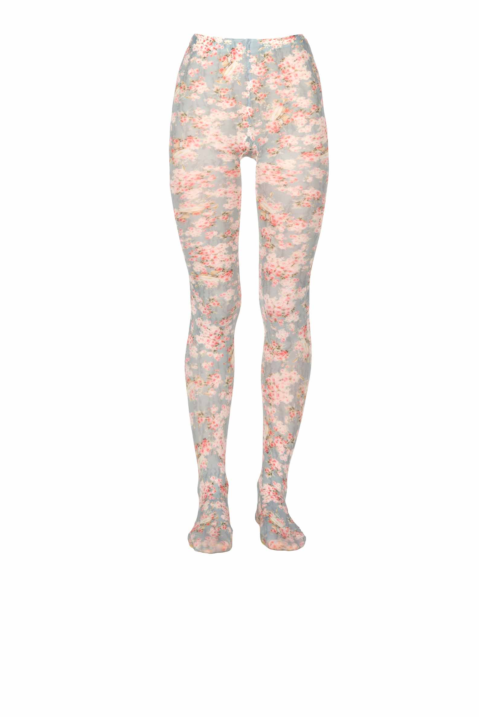 Collant in jersey con boccioli di rosa azzurri