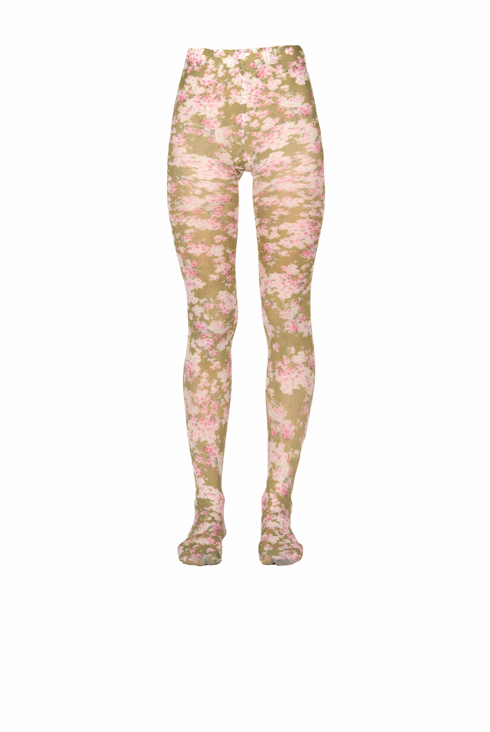 Collant in jersey con boccioli di rosa verdi