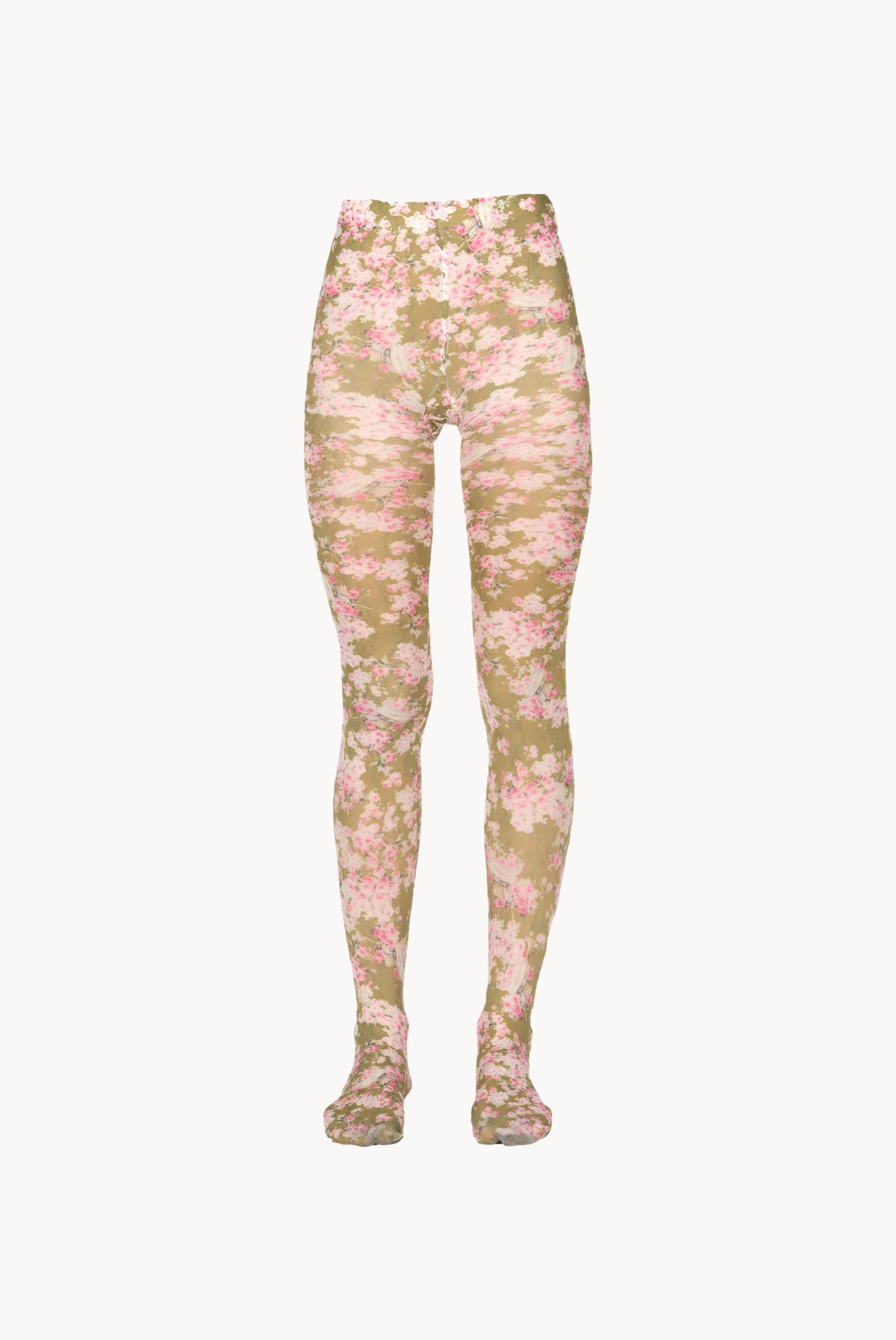Collant in jersey con boccioli di rosa verdi