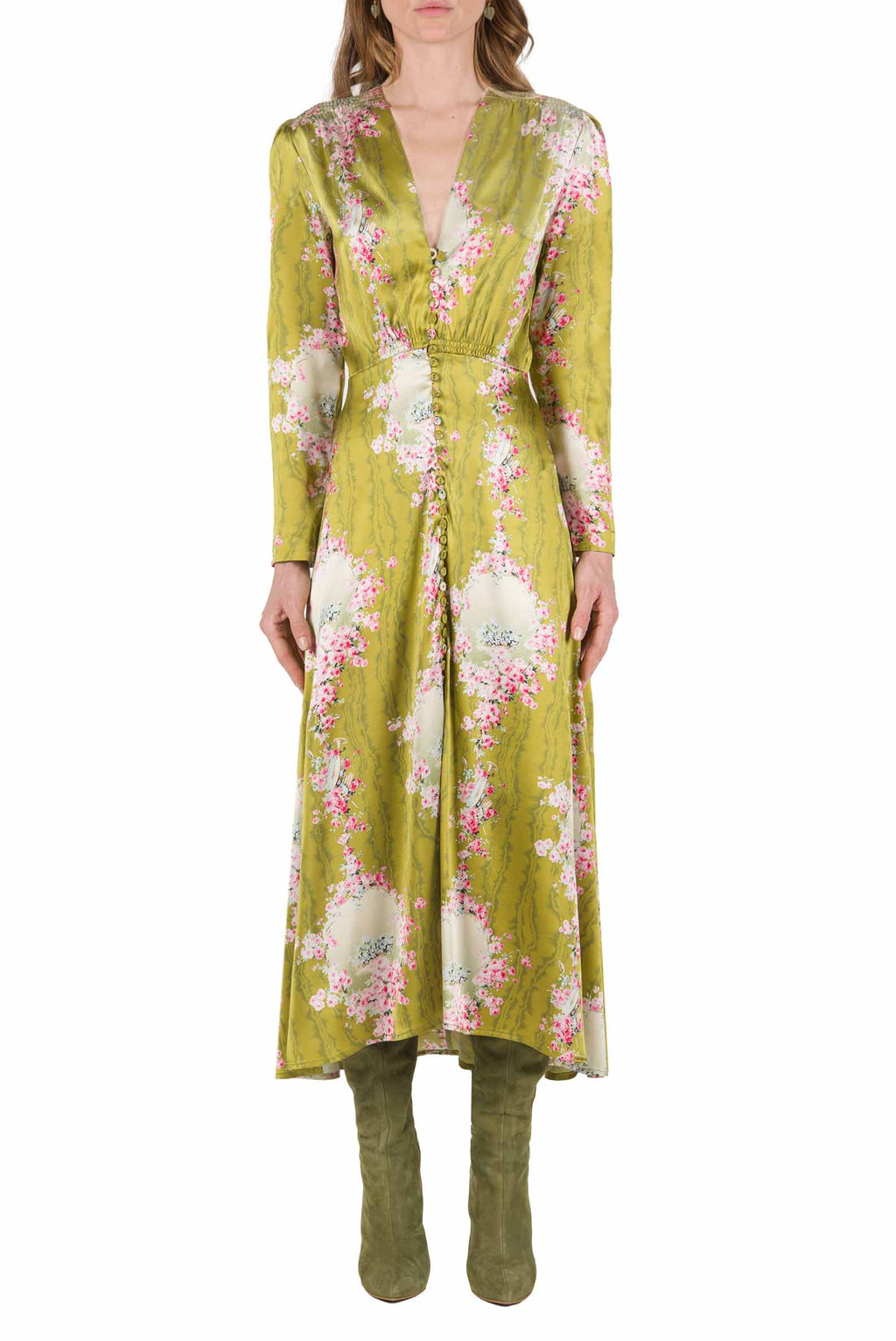 Bottoncino Cocktail Circle Of Roses Printed Dress