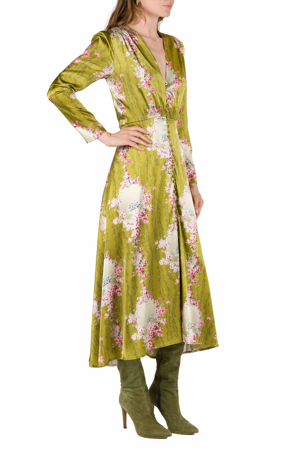 Bottoncino Cocktail Circle Of Roses Printed Dress