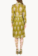 Circle Of Roses Chiffon Dress Round Neckline