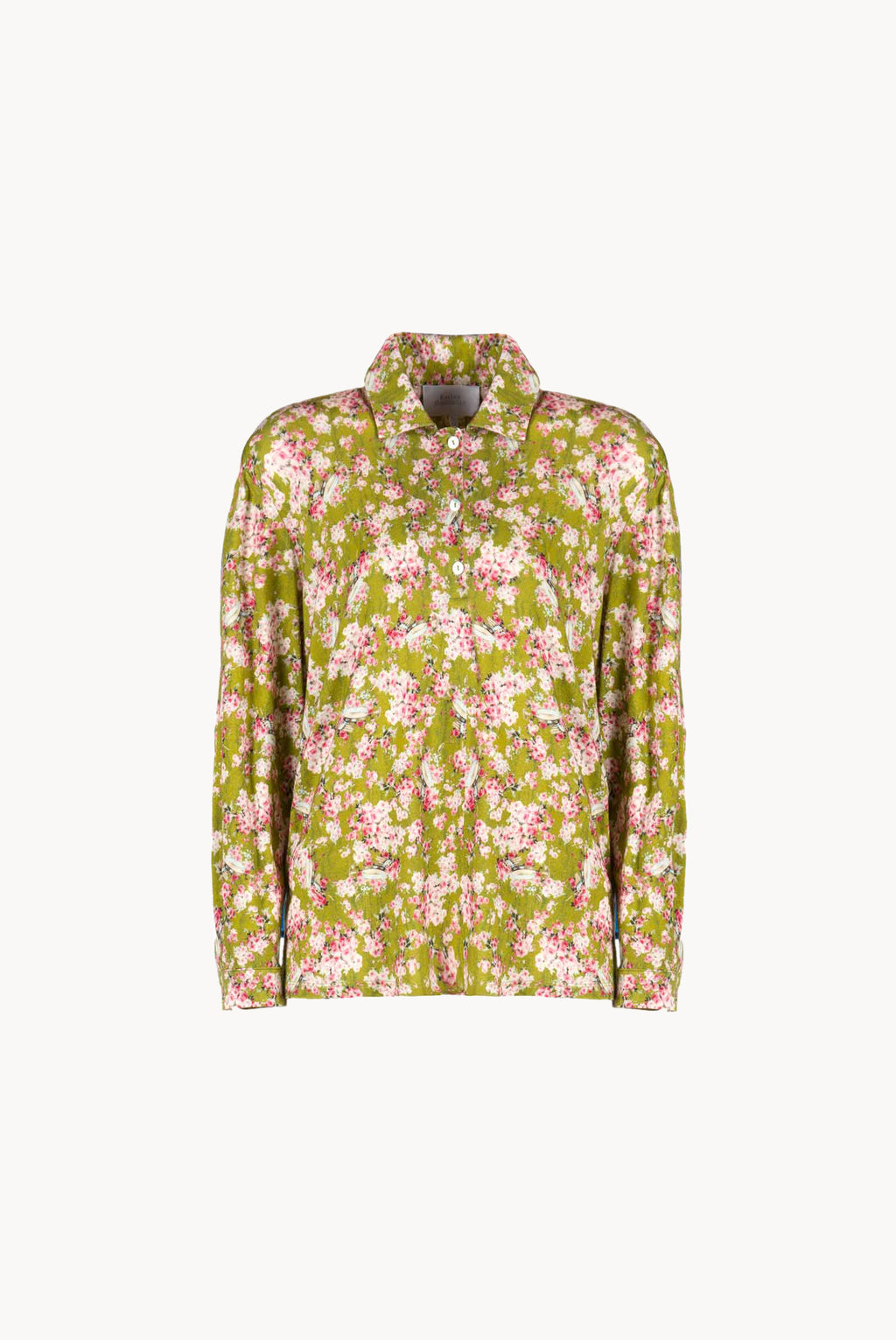 Green Printed Rose Buds Jersey Polo