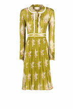 Circle Of Roses Chiffon Dress Round Neckline