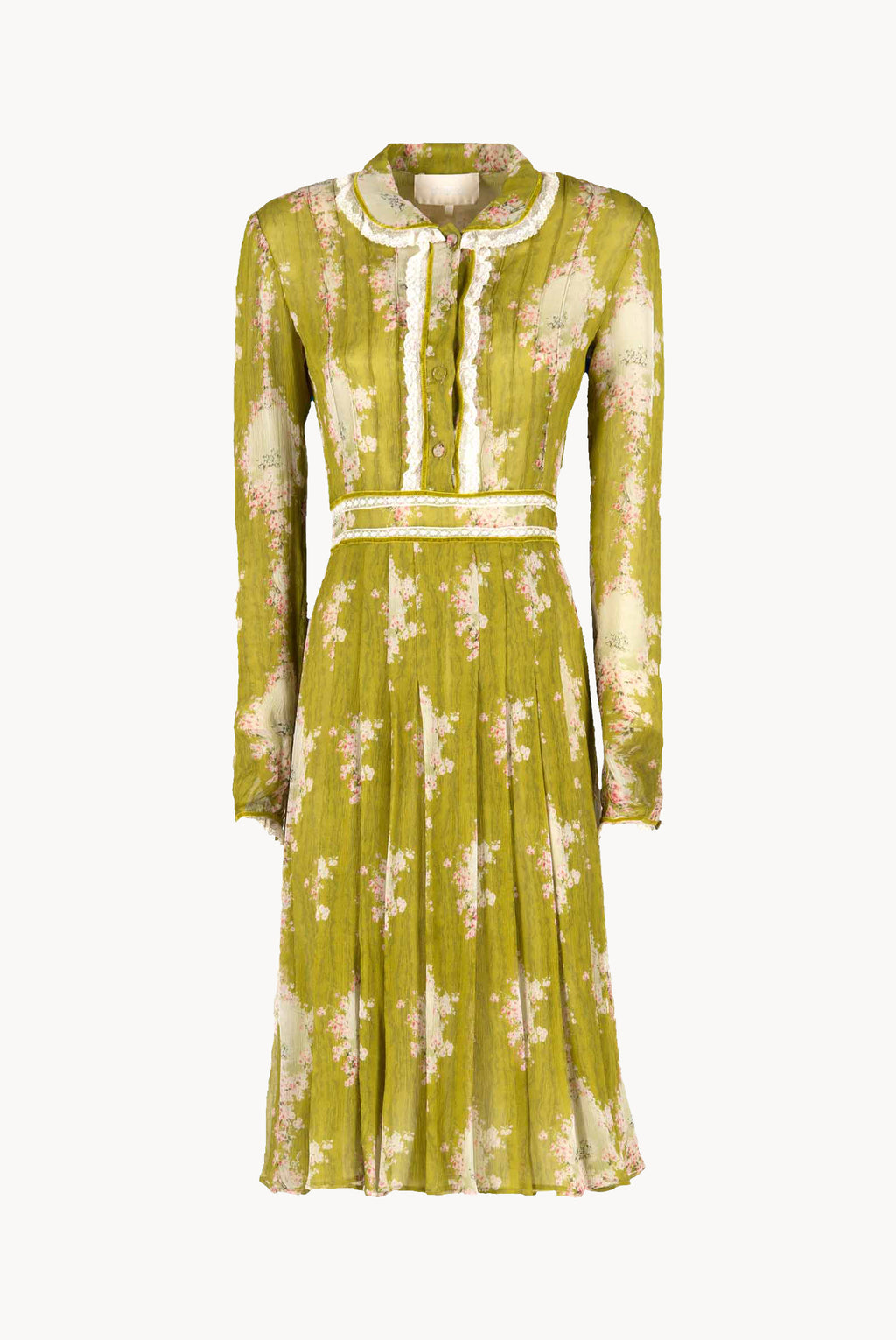 Circle Of Roses Chiffon Dress Round Neckline