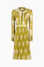 Circle Of Roses Chiffon Dress Round Neckline
