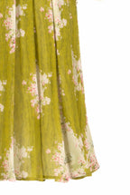 Circle Of Roses Chiffon Dress Round Neckline
