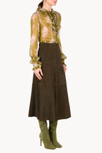 Chiffon Crepon Printed Circle Of Roses Shirt