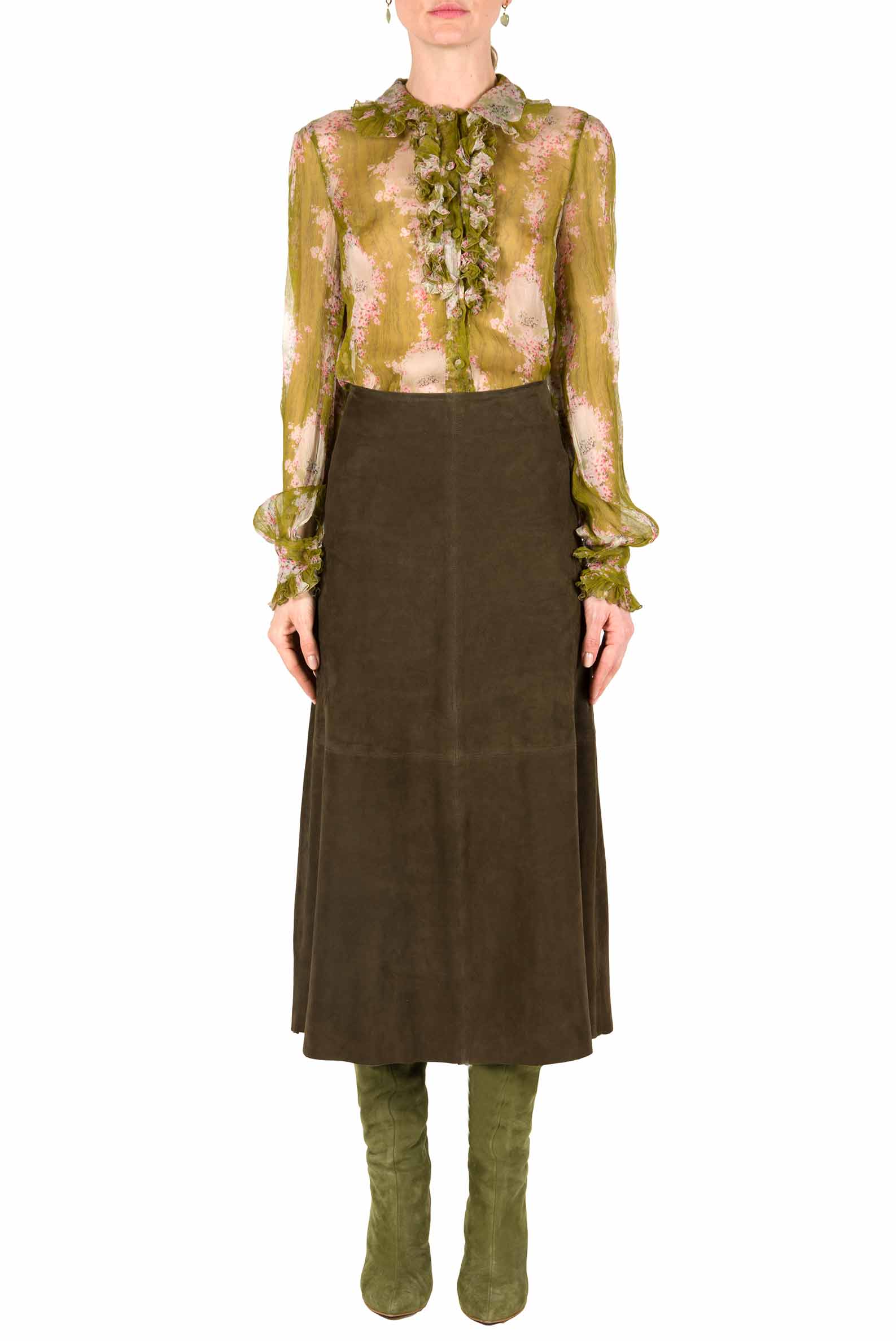 Camicia in chiffon crepon stampata Circle Of Roses