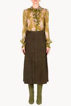 Chiffon Crepon Printed Circle Of Roses Shirt