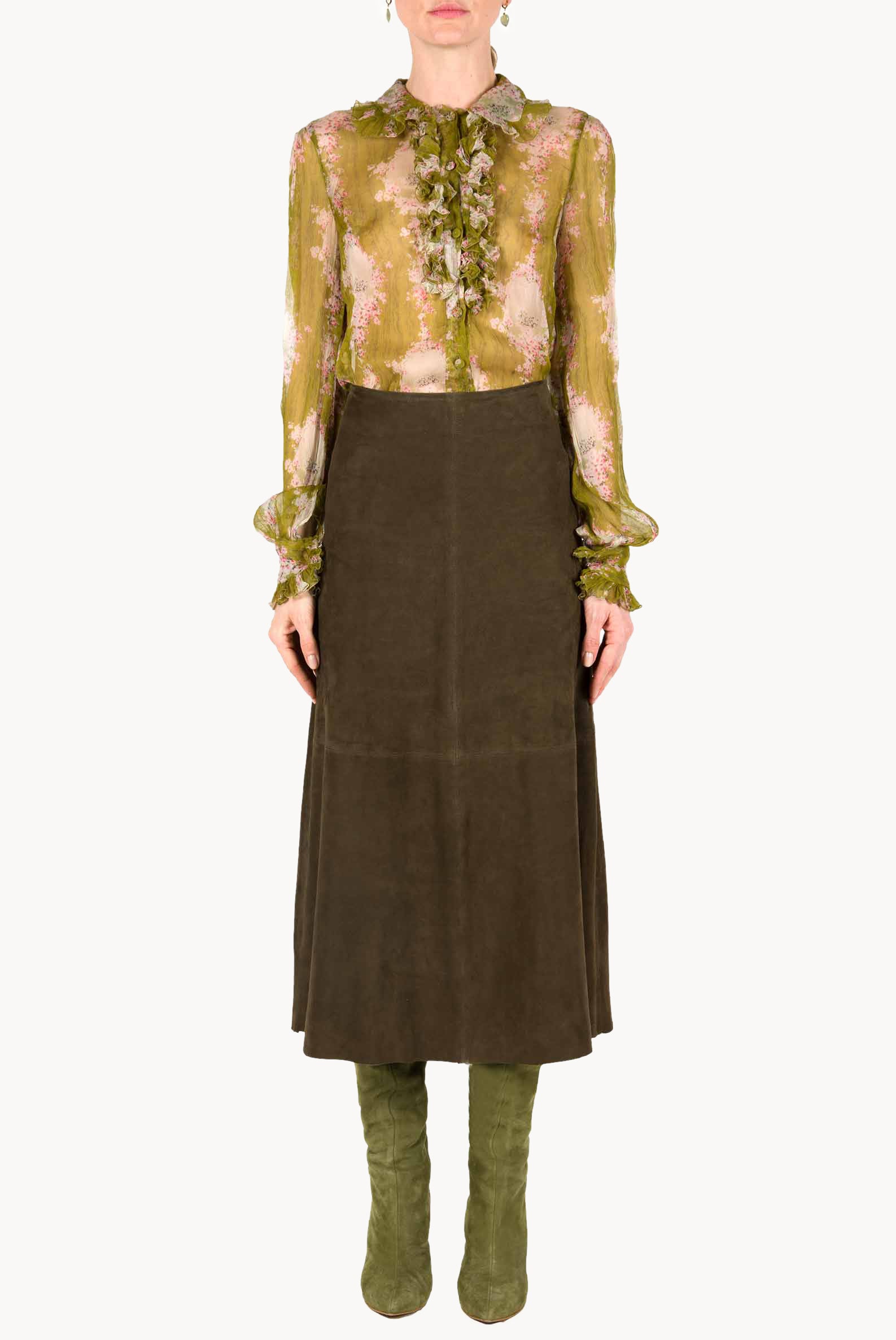 Camicia in chiffon crepon stampata Circle Of Roses
