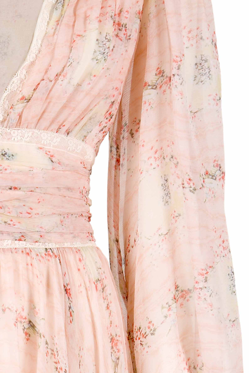 Chiffon Lace Circle Of Roses Printed Dress