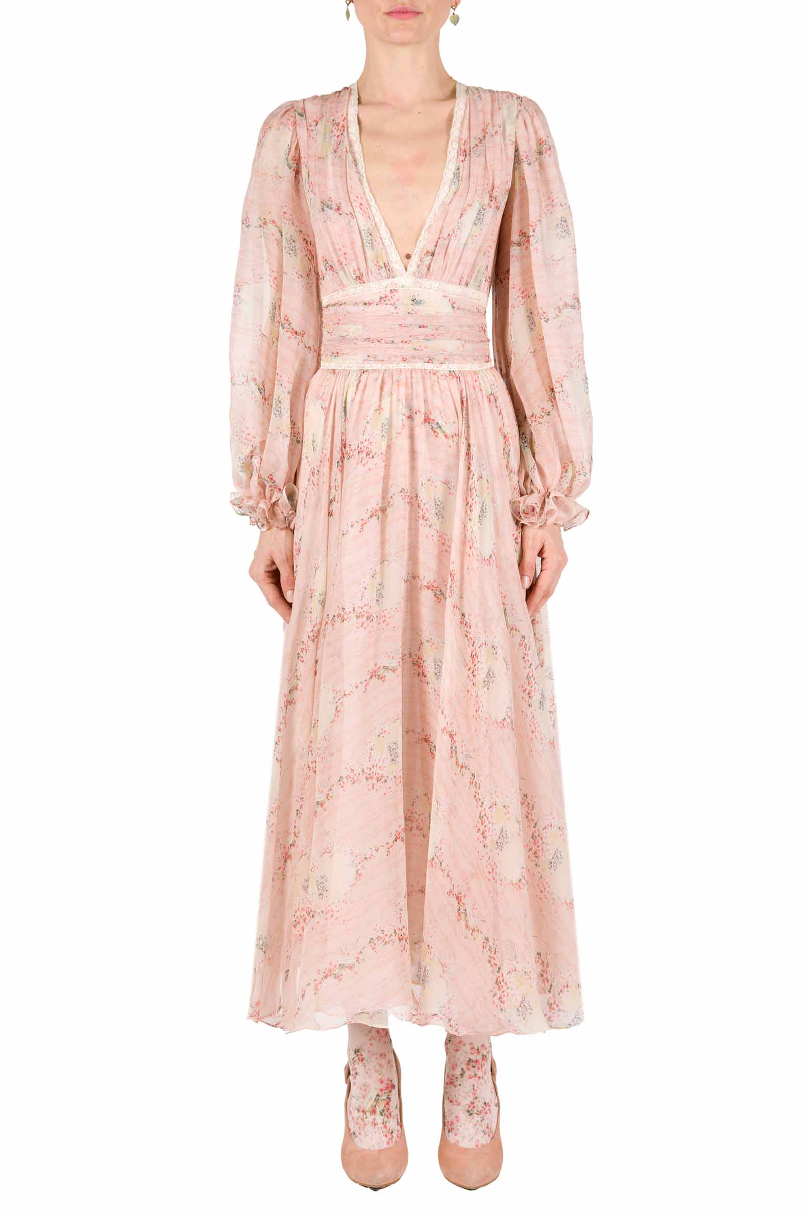 Abito in chiffon pizzo Circle Of Roses stampato