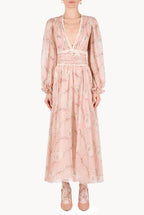 Chiffon Lace Circle Of Roses Printed Dress