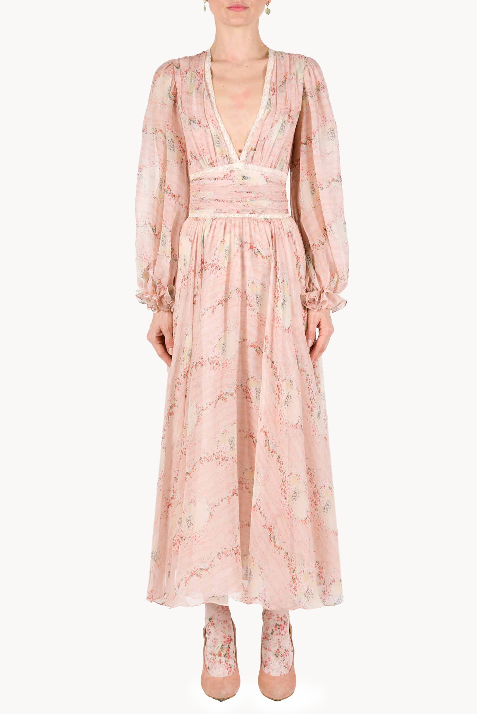 Abito in chiffon pizzo Circle Of Roses stampato