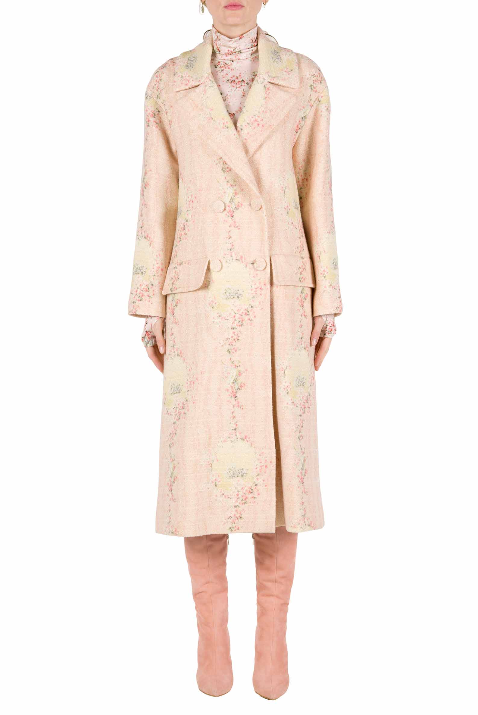 Cappotto in lana Circle Of Roses con fodera coordinata