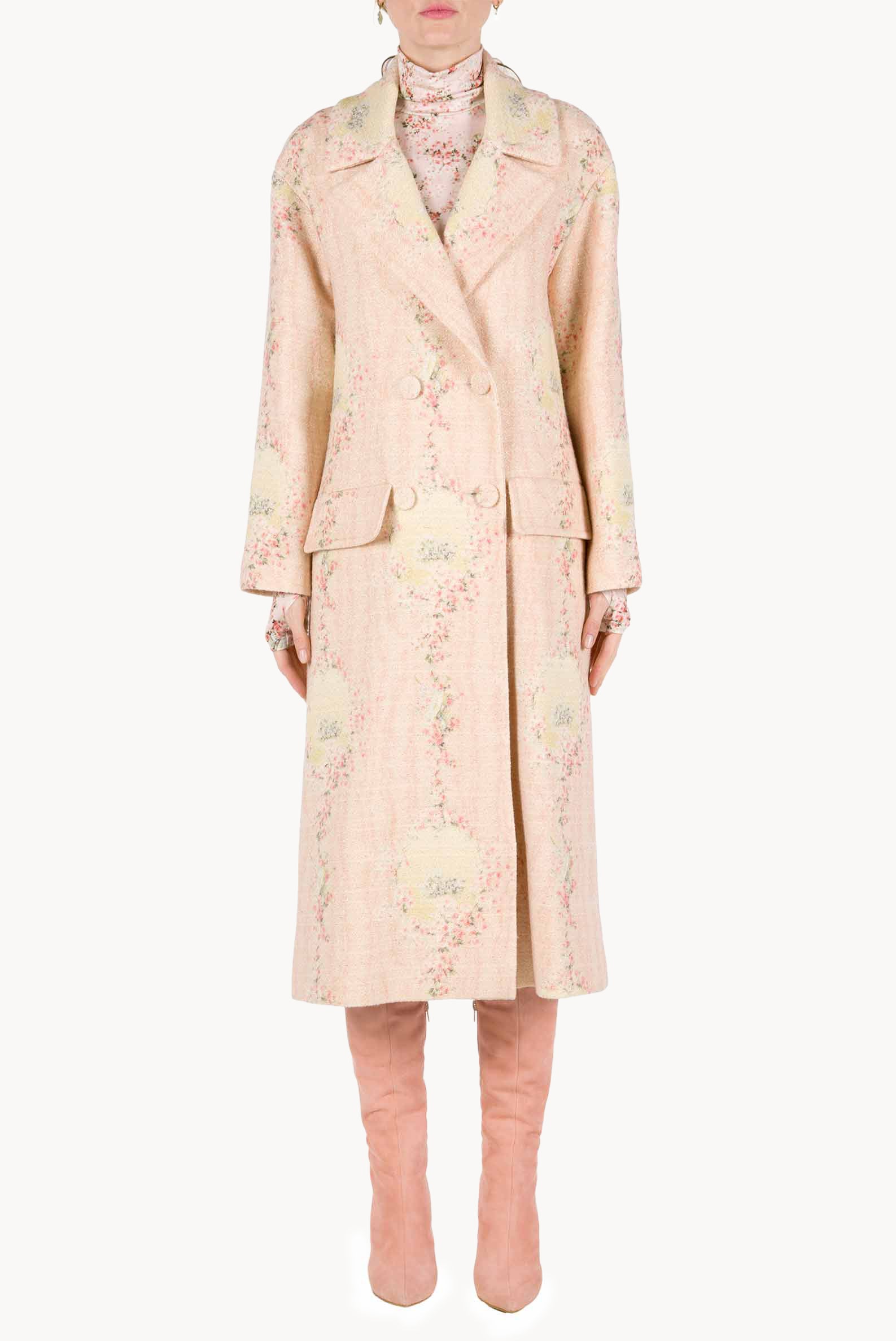 Wool Circle Of Roses Coat With Matchy Lining