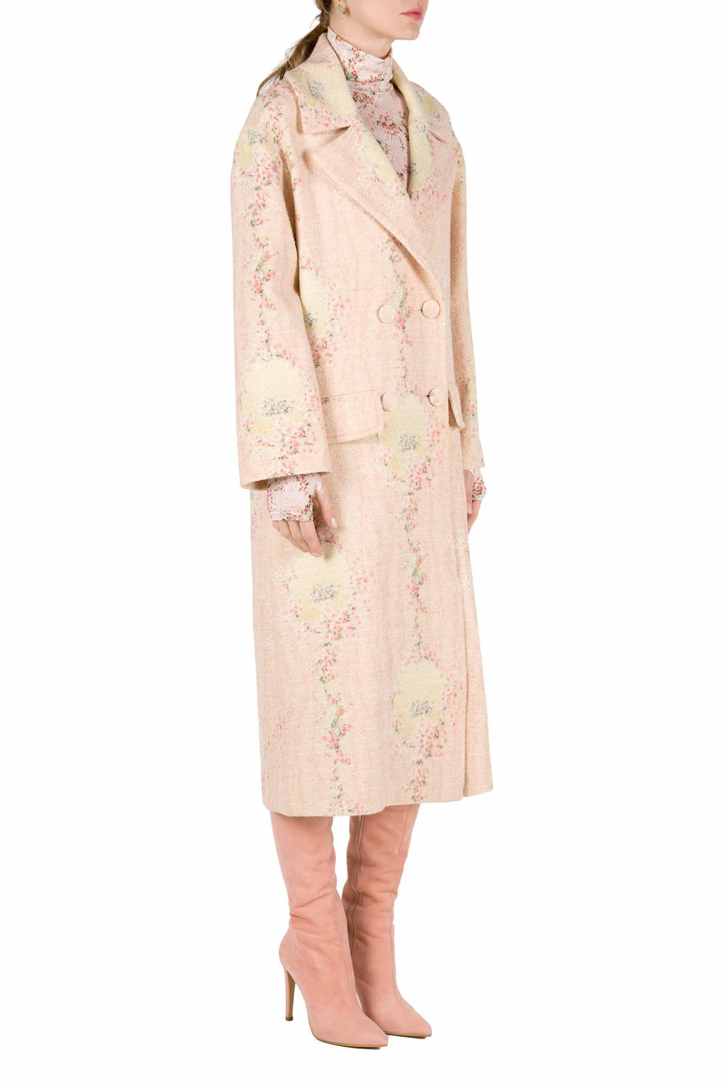 Cappotto in lana Circle Of Roses con fodera coordinata
