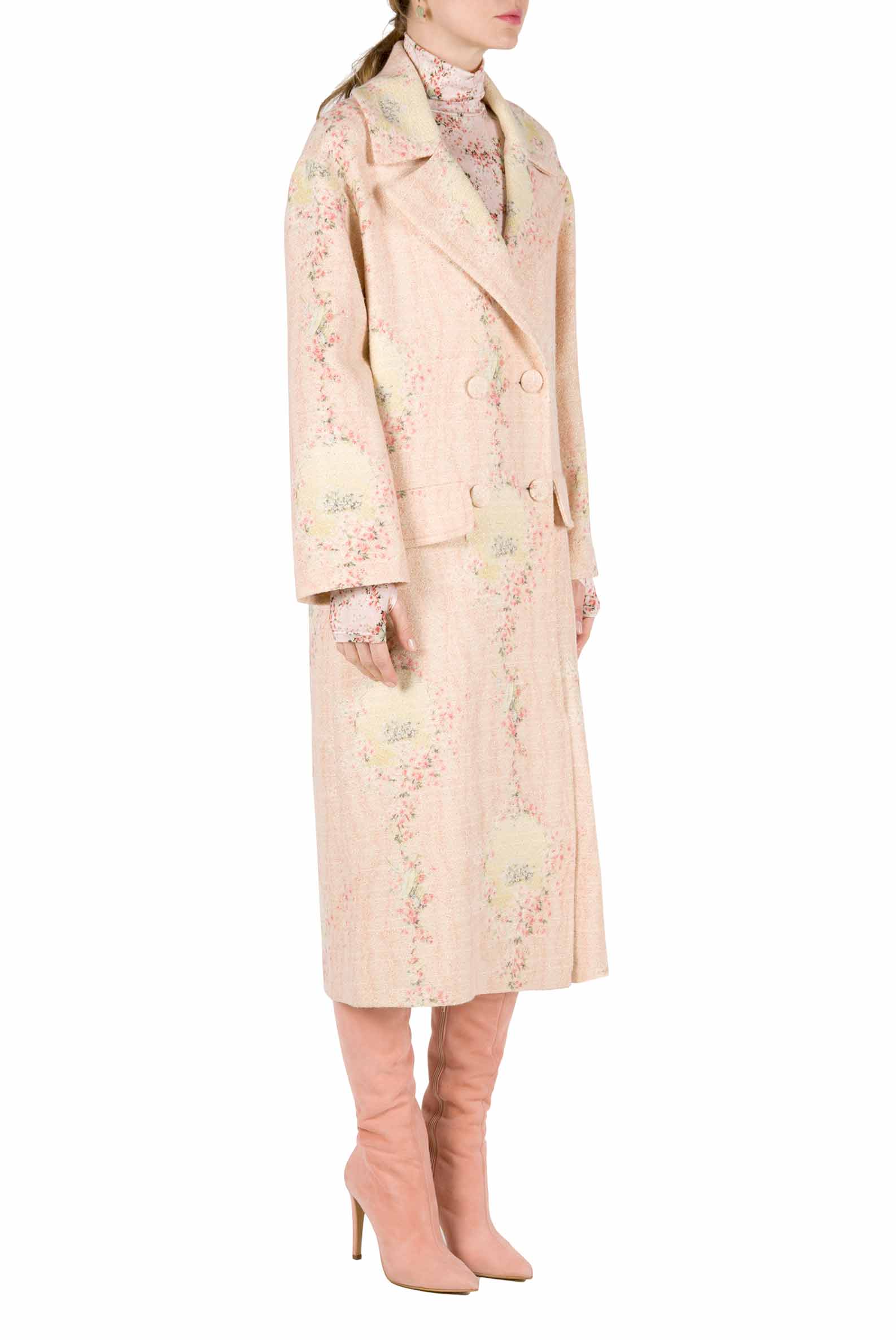 Cappotto in lana Circle Of Roses con fodera coordinata