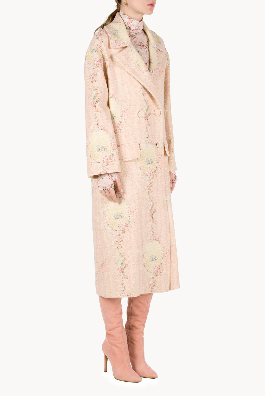Cappotto in lana Circle Of Roses con fodera coordinata