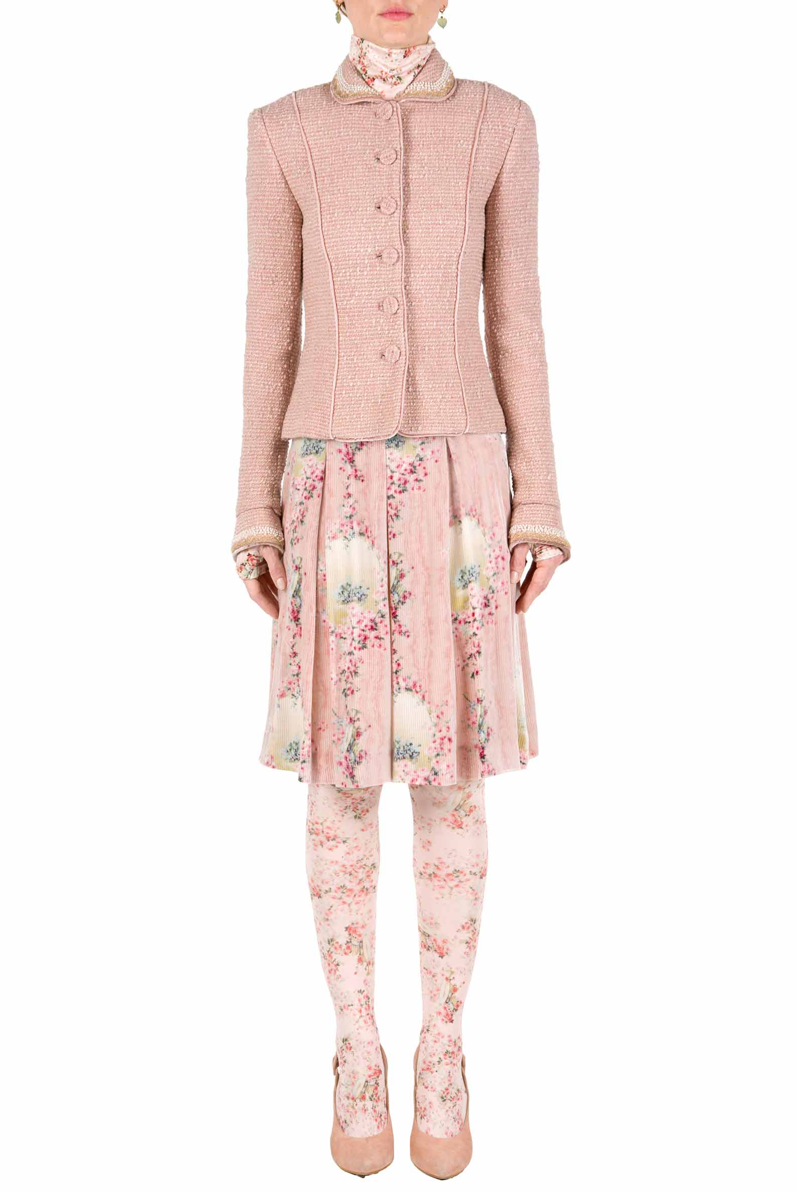 Giacca in bouclé lurex ricamata con perle