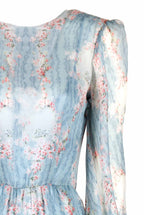 Circle Of Roses Chiffon Dress With Sash