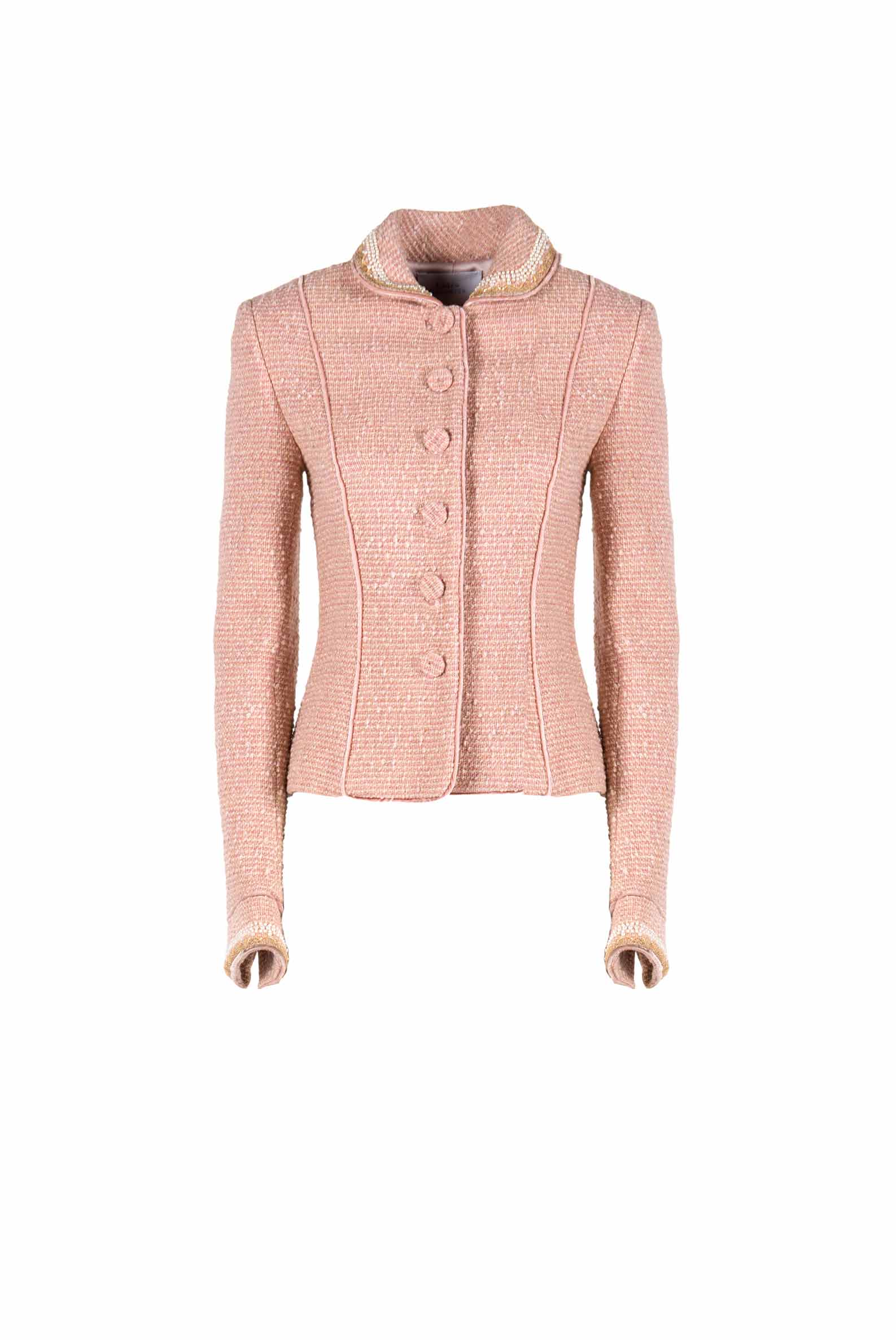 Giacca in bouclé lurex ricamata con perle