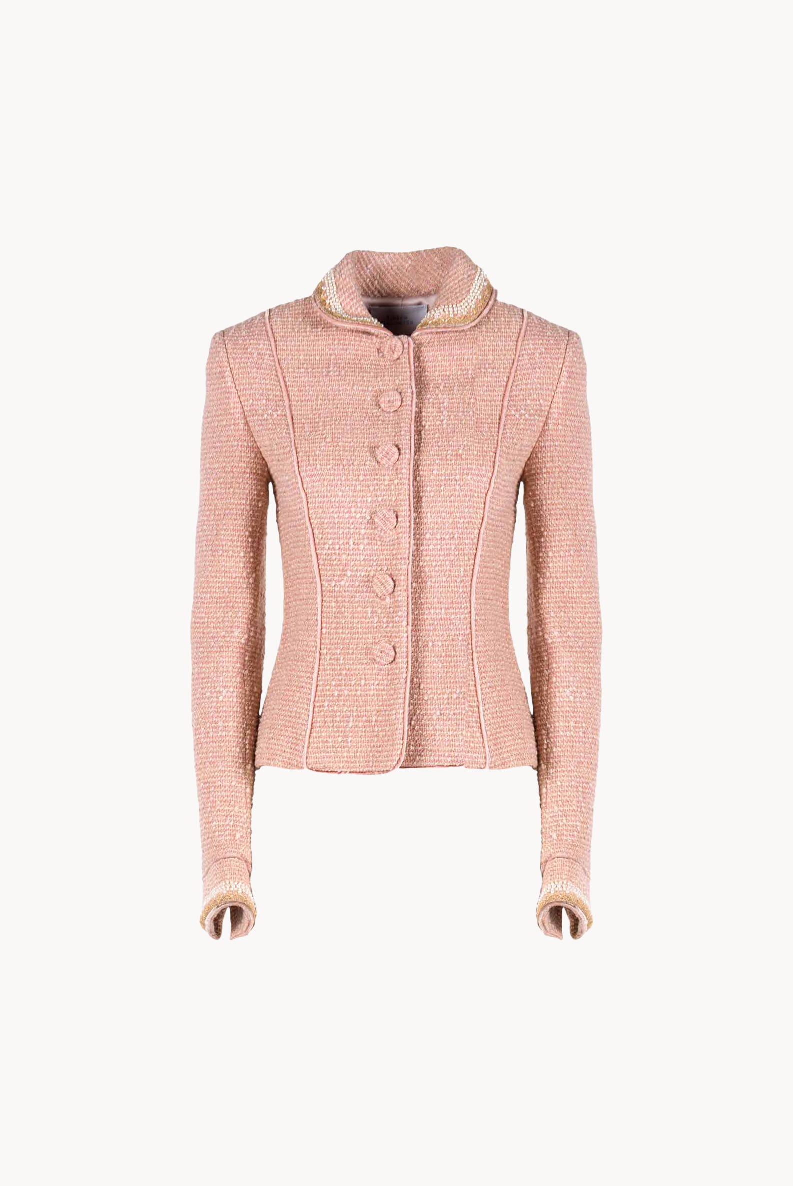 Giacca in bouclé lurex ricamata con perle