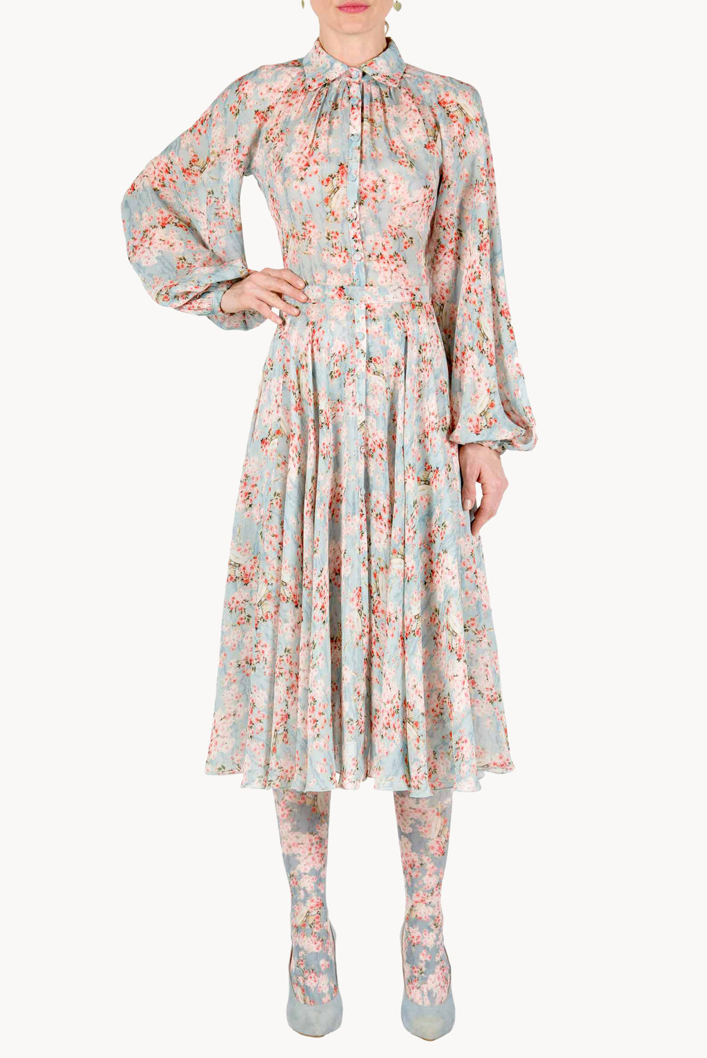 Carlamaria Georgette Circle Of Roses Dress