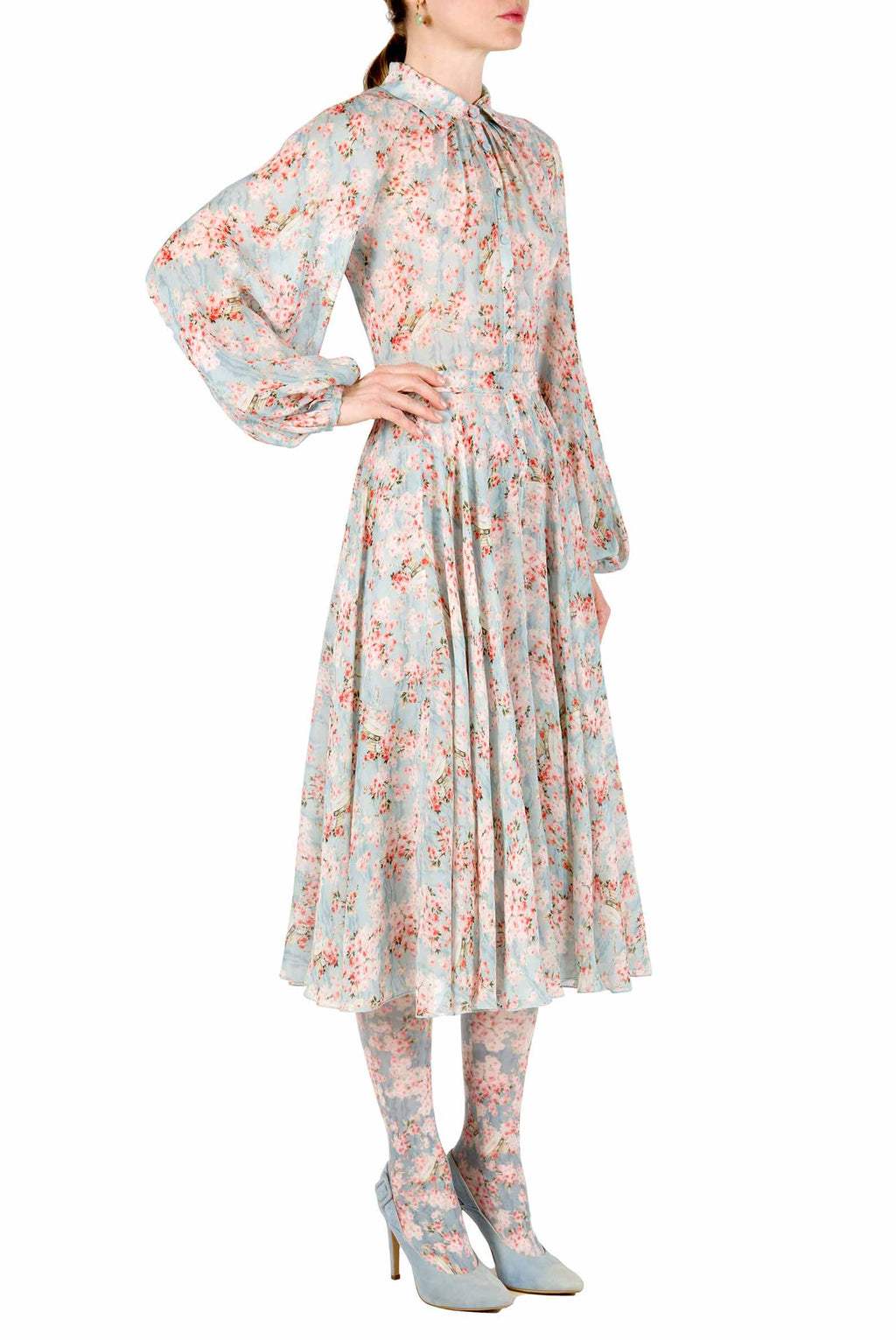 Carlamaria Georgette Circle Of Roses Dress